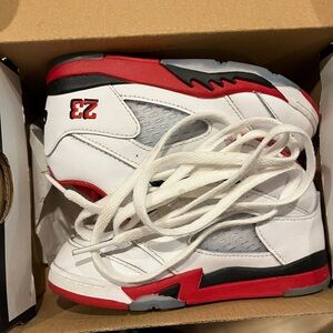 Jordan Kids White and Red Sneakers